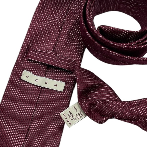 RODA Burgundy Geometric Silk LUXURY Tie ITALY - Picture 3 of 4